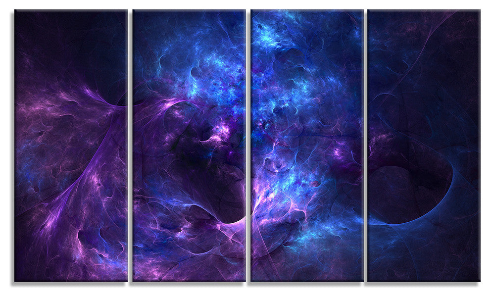 New Galaxy with Nebel, Landscape Canvas Art Print, 48"x28", 4 Panels