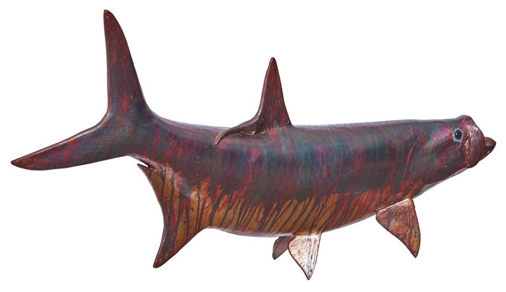 Tarpon Fish Wall Sculpture, Copper Patina