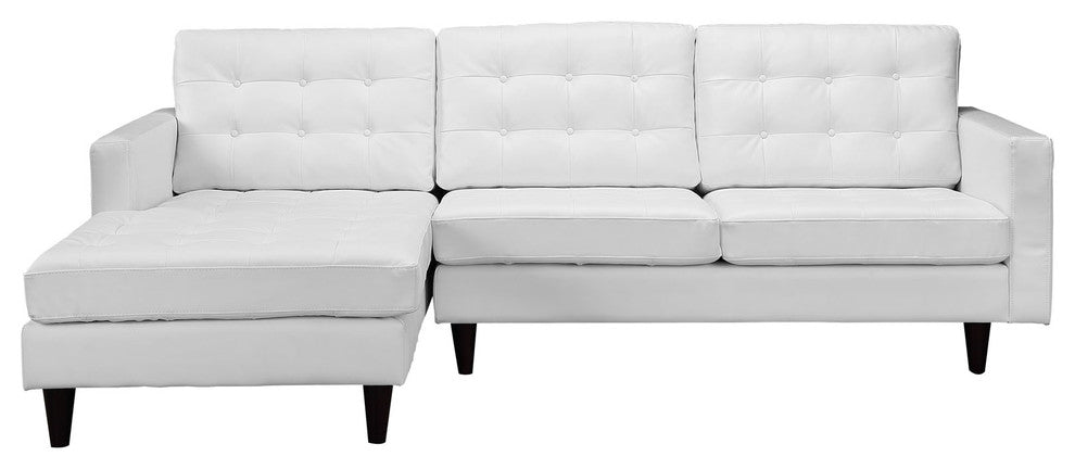 Modern Contemporary Sectional Sofa Set, White Leather