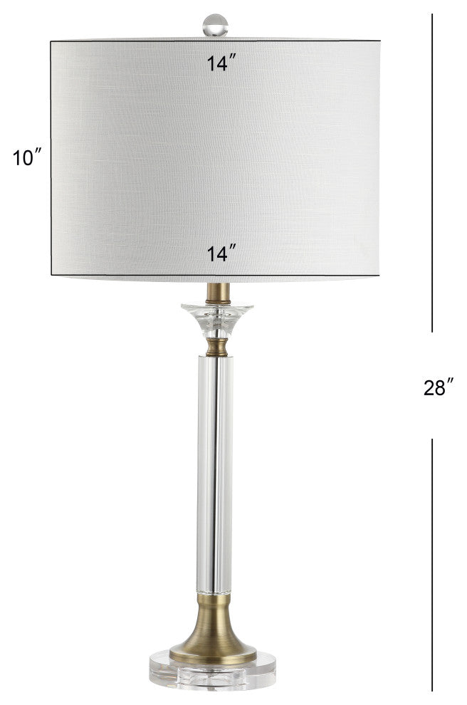 Mark Crystal and Metal LED Table Lamp, Clear and Brass Gold, Set of 2, 28"