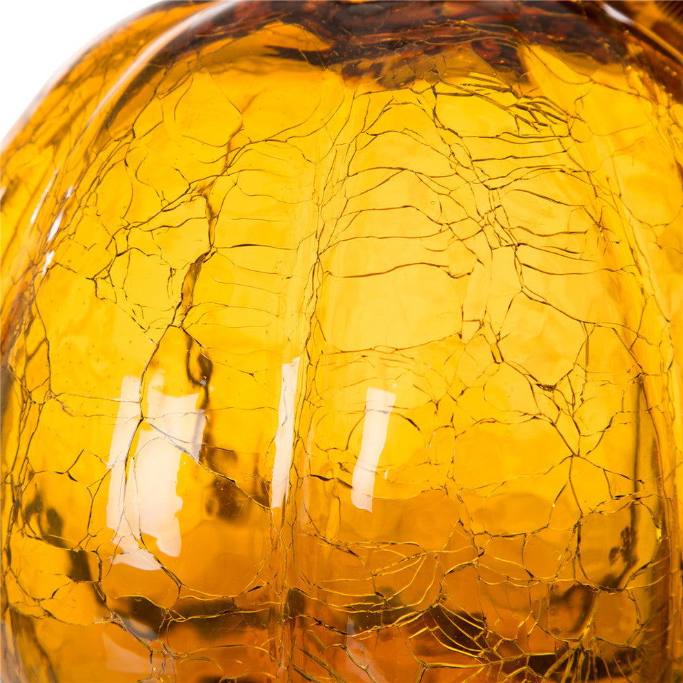 Glass Pumpkin, Amber Crackle