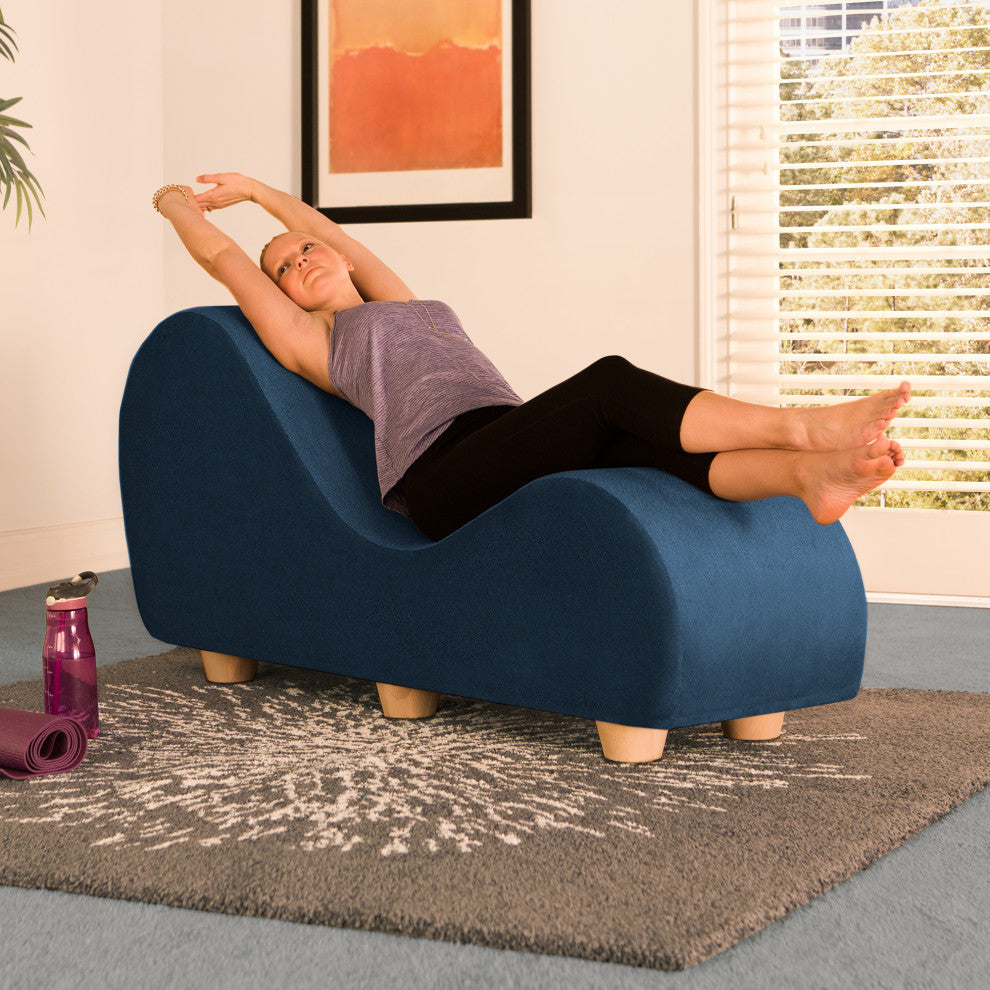 Avana Yoga Chaise Lounge with Maple Feet, Marine