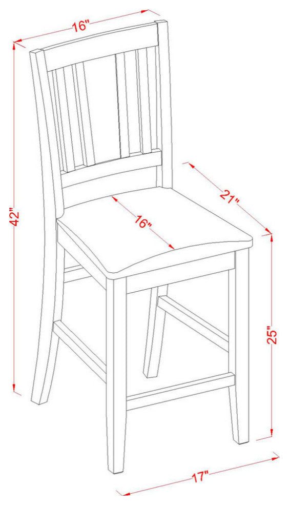 5 Pc Counter Height Dining Room Set -Pub Table And 4 Kitchen Bar Stool, Mahogany