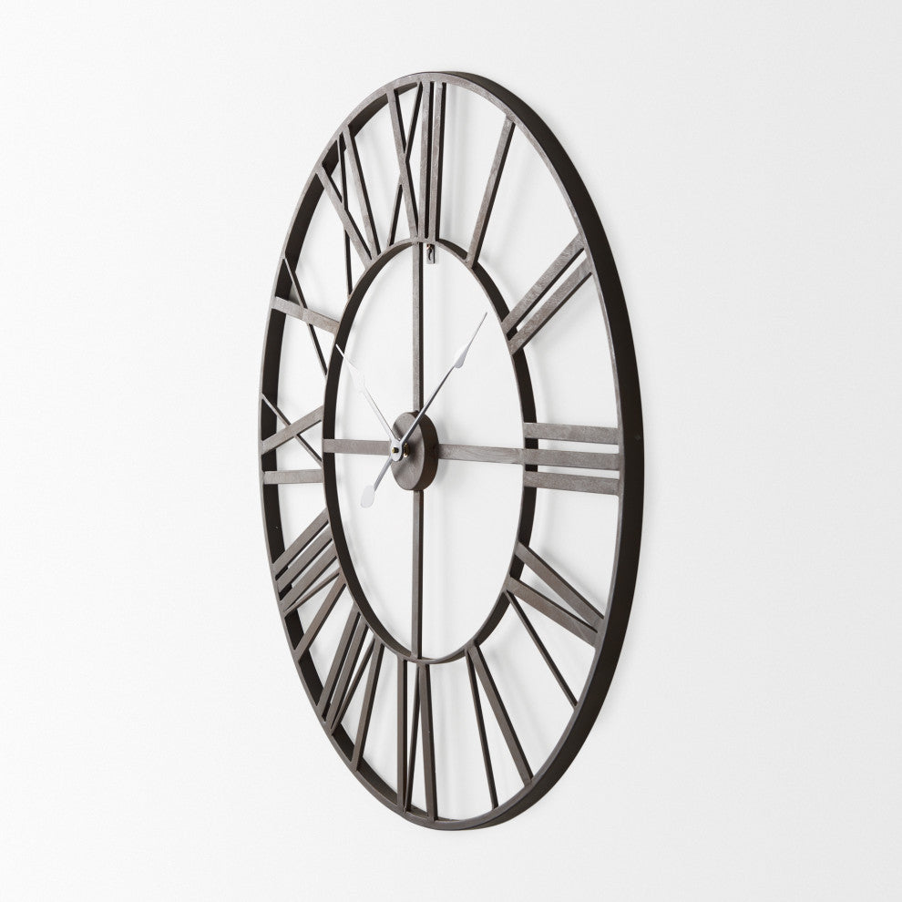 Pender Matte Black Iron 30" Round Wall Clock