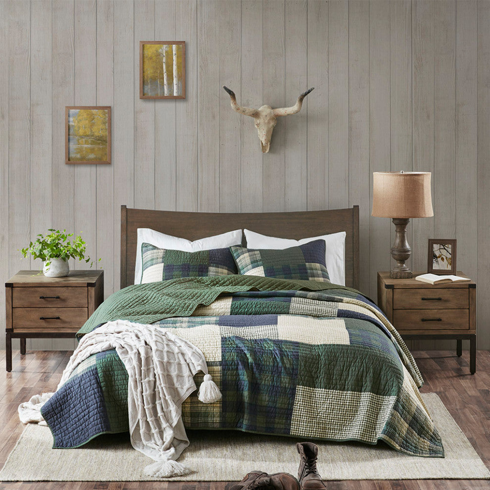 Woolrich Mill Creek Oversized Cotton Quilt Set, Green