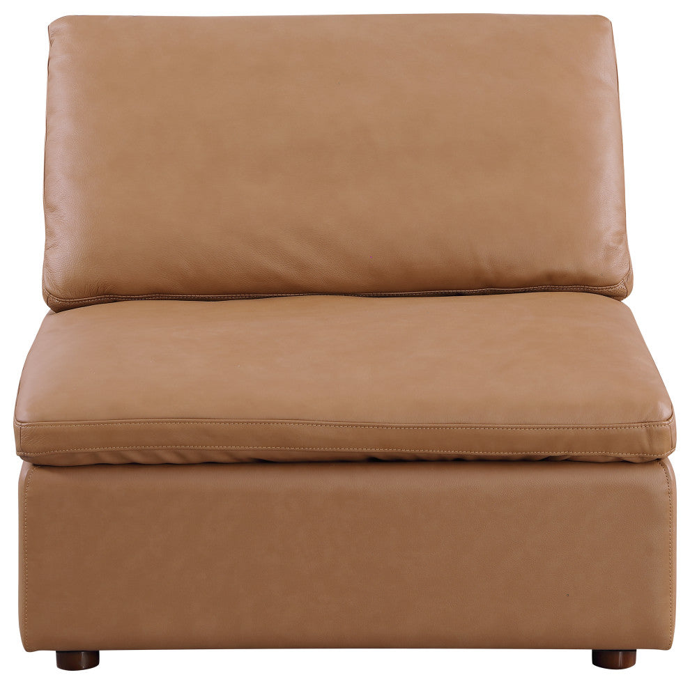 Dante Armless Chair Upholstered, Top Grain Italian Leather