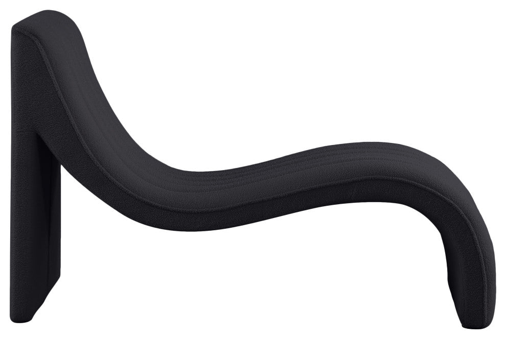 Orian Teddy Fabric Upholstered Chaise, Black