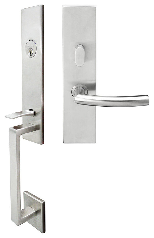 Oslo Lever, Mortise Entry Handleset, Right Hand, Satin Stainless Steel