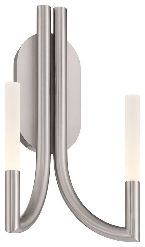 Olette, Wall Sconce, 2-Light, 17", Brushed Nickel, Frosted Acrylic