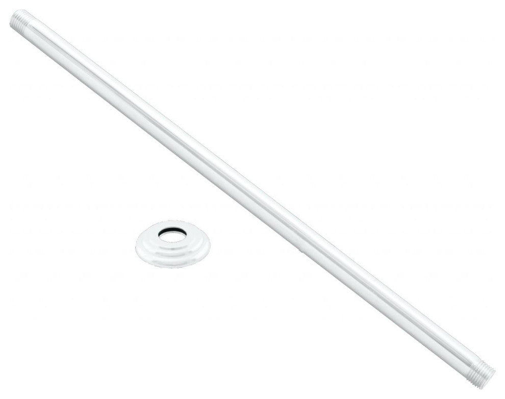 1/2" Ips X 48" Ceiling Mounted Shower Arm With Flange In Powder Coated Black, Powder Coated White