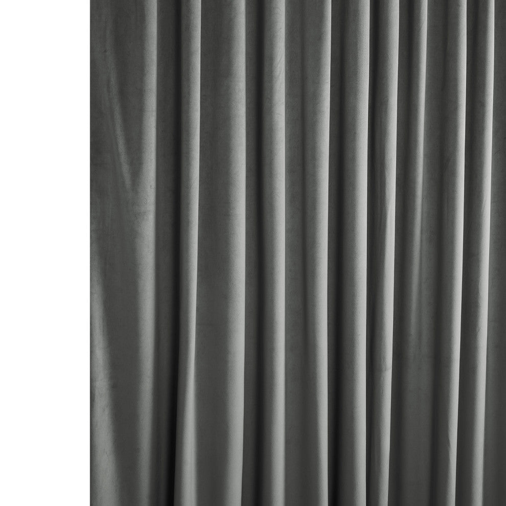 Heritage Plush Velvet Extrawide Curtain Single Panel, Destiny Gray, 100"w X 108"l
