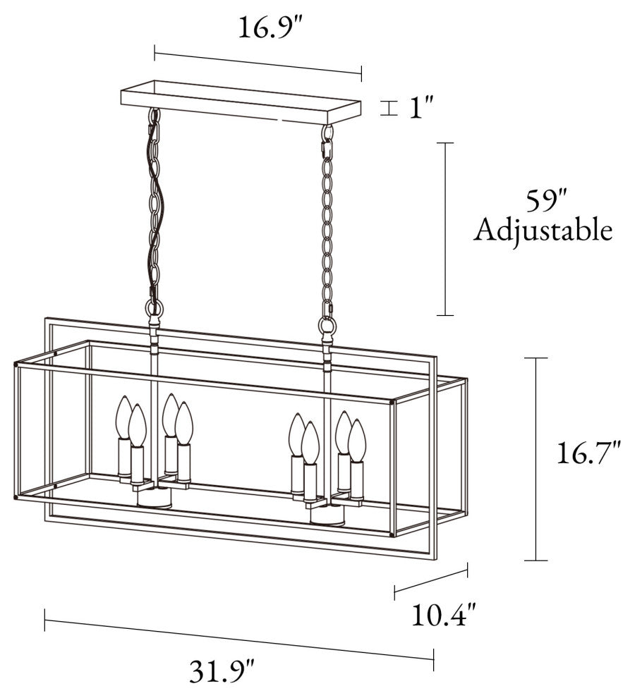 LNC Ellan 8-Light Polished Brass and Matte White Modern Kitchen Island Light