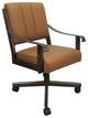 Leather Memphis Dining Caster Chair Swivel Tilt with Wheels, Brown Leather on Brown