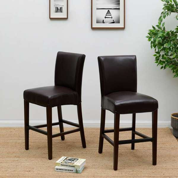 Milton Fabric Stool, Coffee Bean, Counter Stool, Bonded Leather