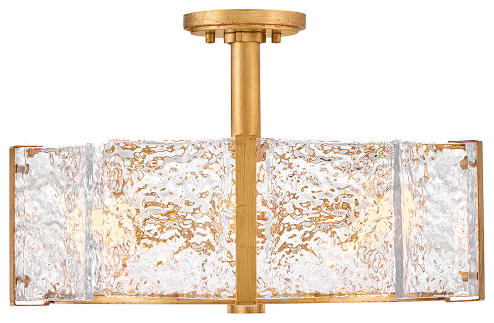 Fredrick Ramond Florian Medium Semi-Flush Mount, Distressed Brass