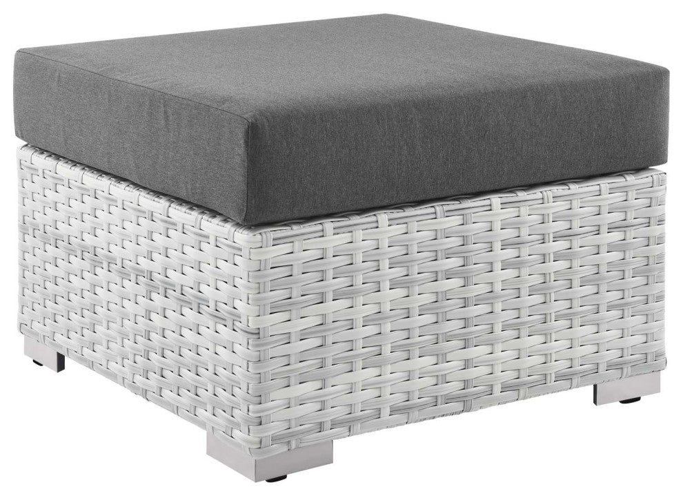 Convene Outdoor Patio Ottoman Light Gray Charcoal