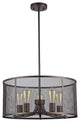 IRONCLAD, Industrial-style 5 Light Rubbed Bronze Ceiling Pendant, 20" Wide