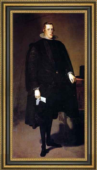 Diego Velazquez Philip IV Standing Framed Premium Canvas Print, 14"x28"