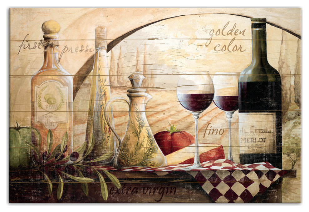Tuscan Vineyard Wine Canvas Wall Art, 16"x24", Unframed