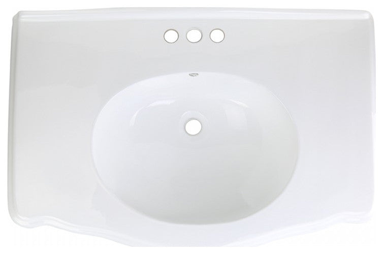 Darbyshire Pedestal Bathroom Sink White with Centerset Faucet Holes and Overflow