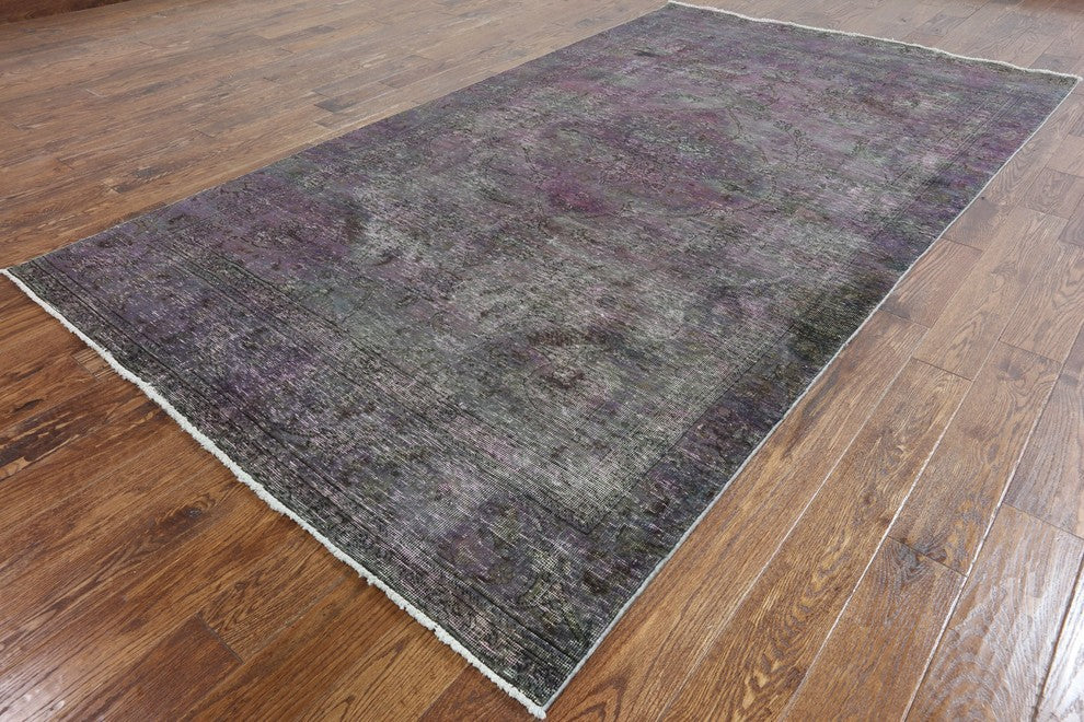 Floral Oriental Overdyed Hand Knotted Area Rug 6'x10', W2073
