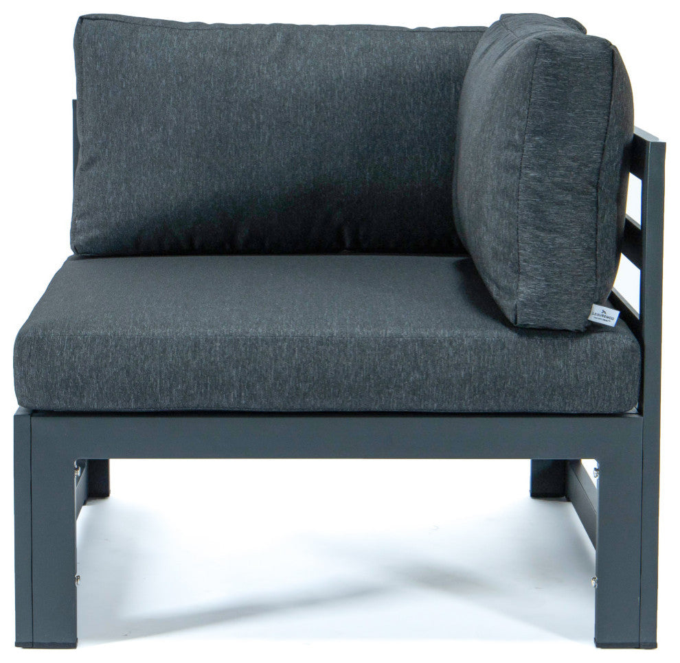LeisureMod Chelsea 4-Piece Sectional Loveseat Set With Cushions, Black