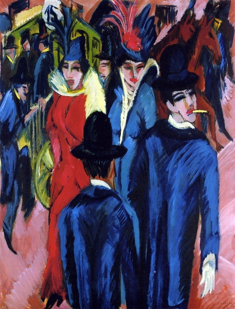 Ernst Ludwig Kirchner Berlin Street Scene - 21" x 28" Premium Canvas Print