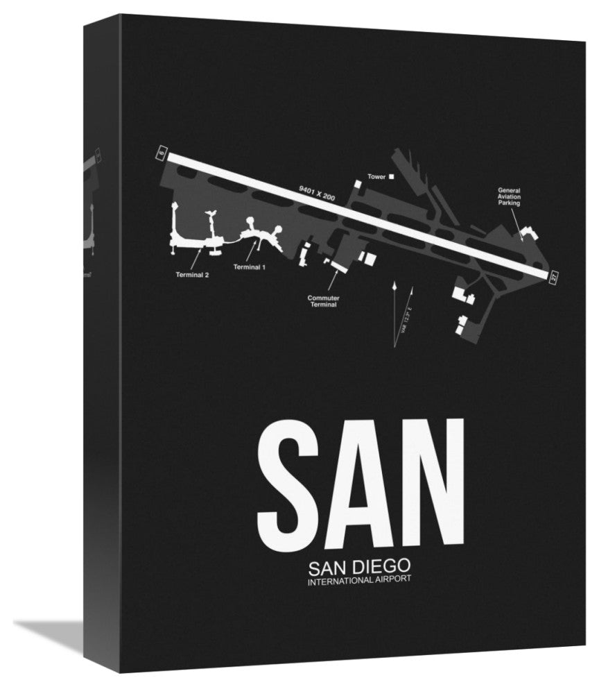 "SAN San Diego Airport Black" Fine Art Print