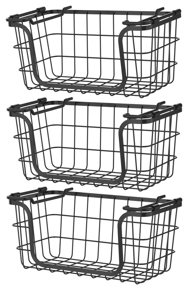 Oceanstar Stackable Metal Wire Storage Basket Set