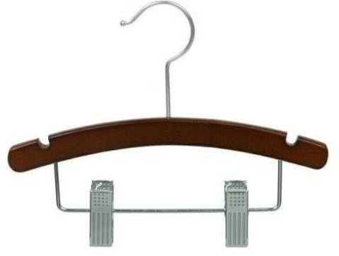 Walnut Wooden Baby Hanger With Clips 10", Set of 25