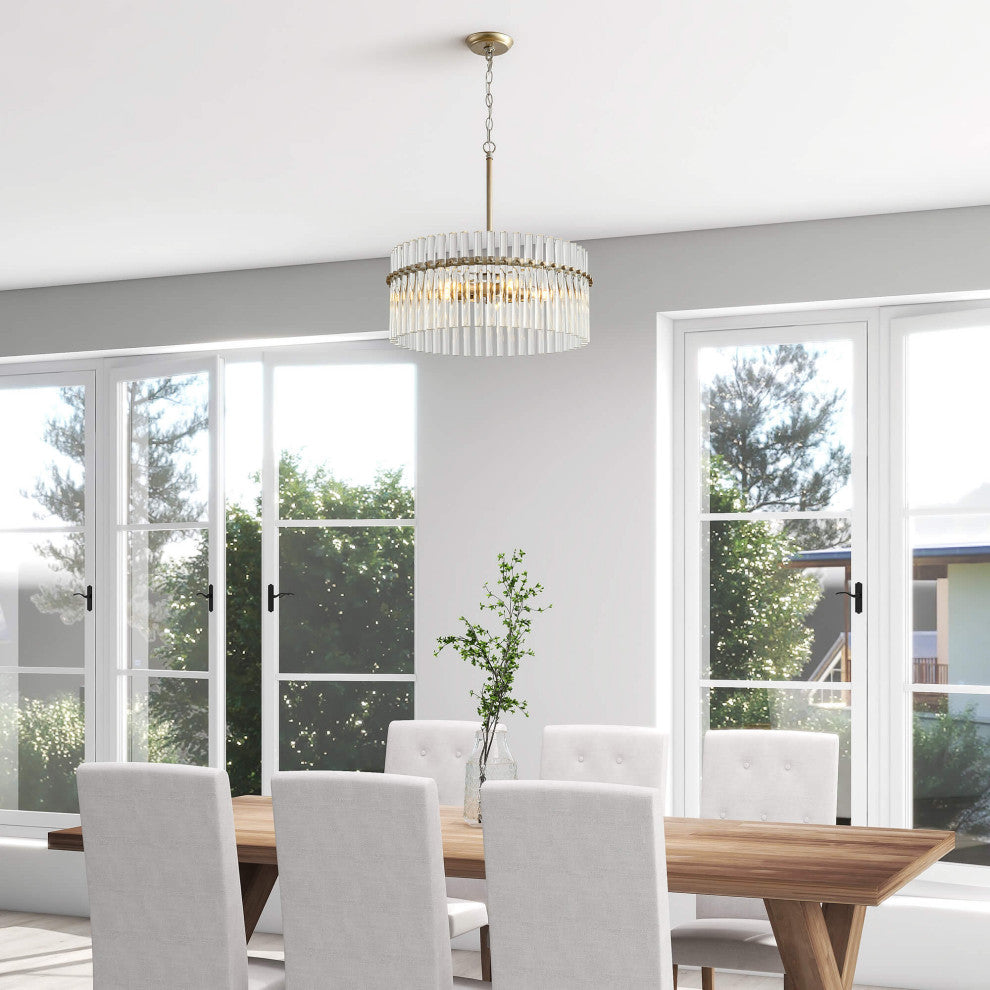 Eva Brushed Champagne Silver 5-light Chandelier