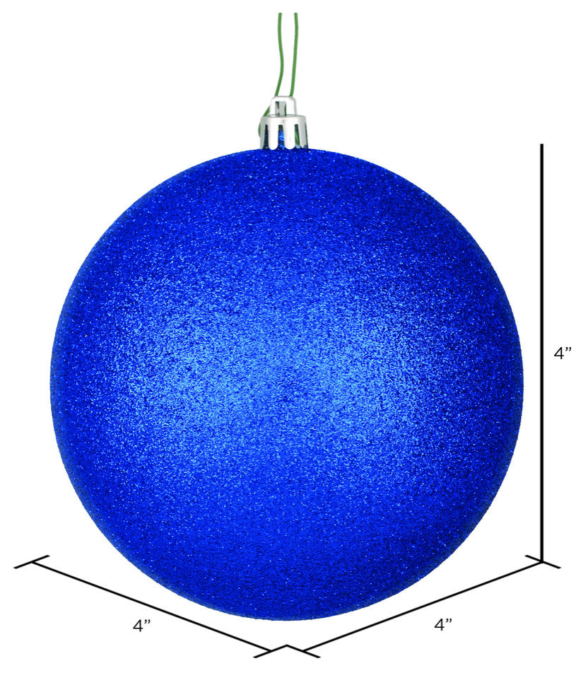 Vickerman N591031Dg 4" Midnight Blue Glitter Ball Ornament, 6 Per Bag