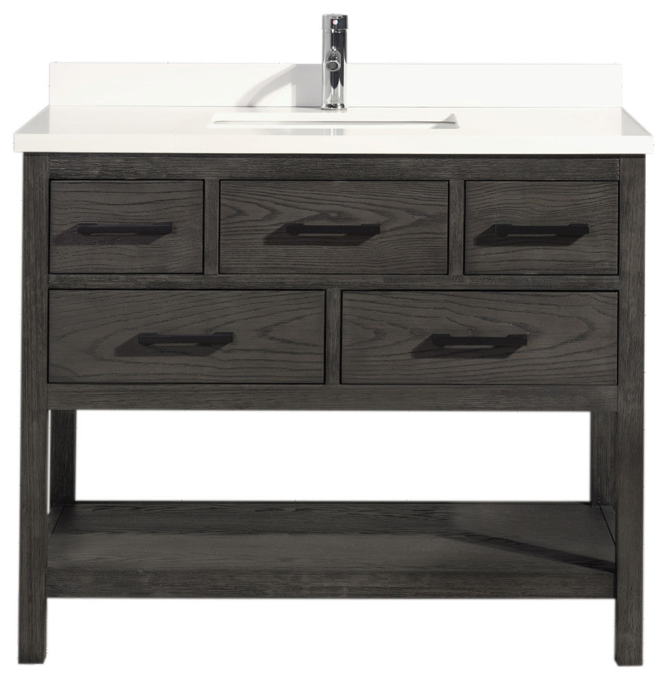 Betty 42" Bathroom Vanity, Weathered Gray Finish