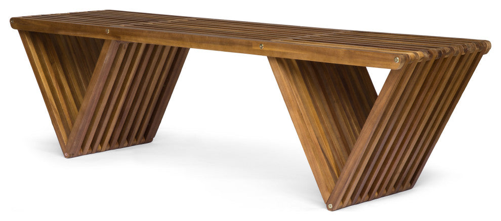 GDF Studio Esme Outdoor Acacia Wood Bench, Teak Finish