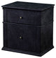 Benzara BM194584 Leather Wooden Nightstand with Two Drawers, Dark Gray