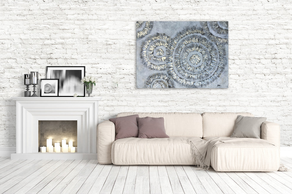 Original Abstract Art "Silver Brilliance" Hand Painted Canvas Wall Decor