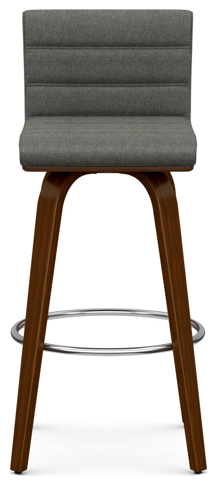 Roland Swivel Bar Stool, Grey Linen Look Fabric