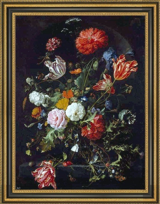 Jan Davidsz De Heem Flower Piece Framed Premium Canvas Print, 21"x28"
