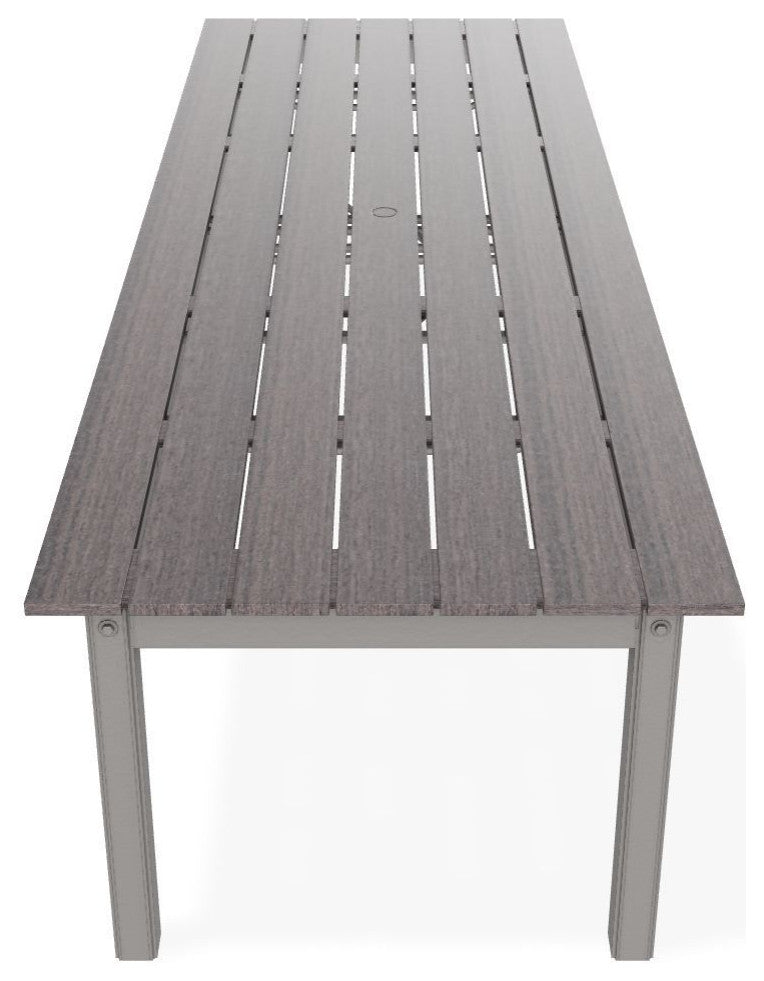 42" x 120" Rustic Extendable Outdoor Dining Table, Warm Gray