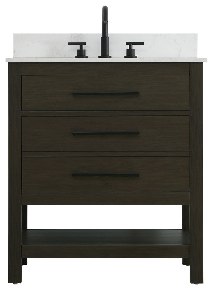 Home Living 30" Single Bathroom Vanity, Mocha Brown With Backsplash