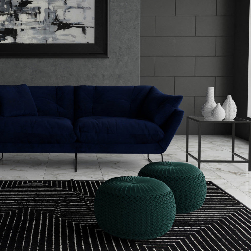 Grafton Velvet Round Pouf