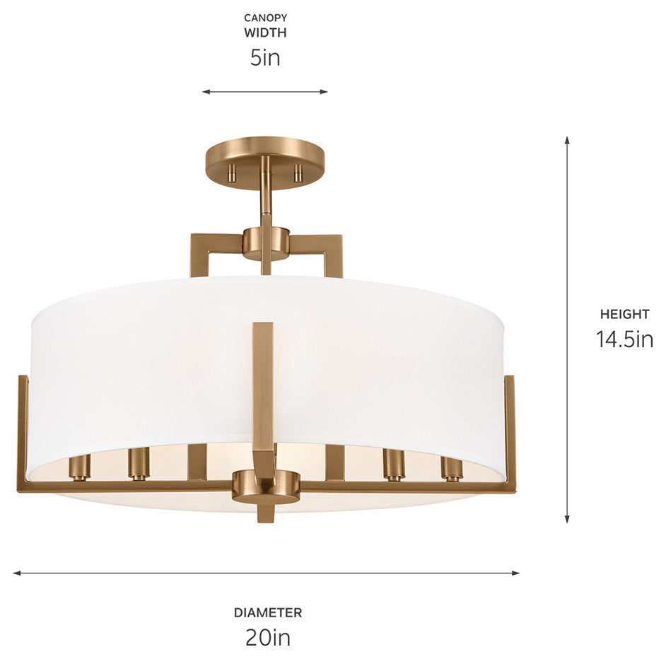 Malen 4 Light Semi Flush Light, Champagne Bronze, Champagne Bronze, 8 Light