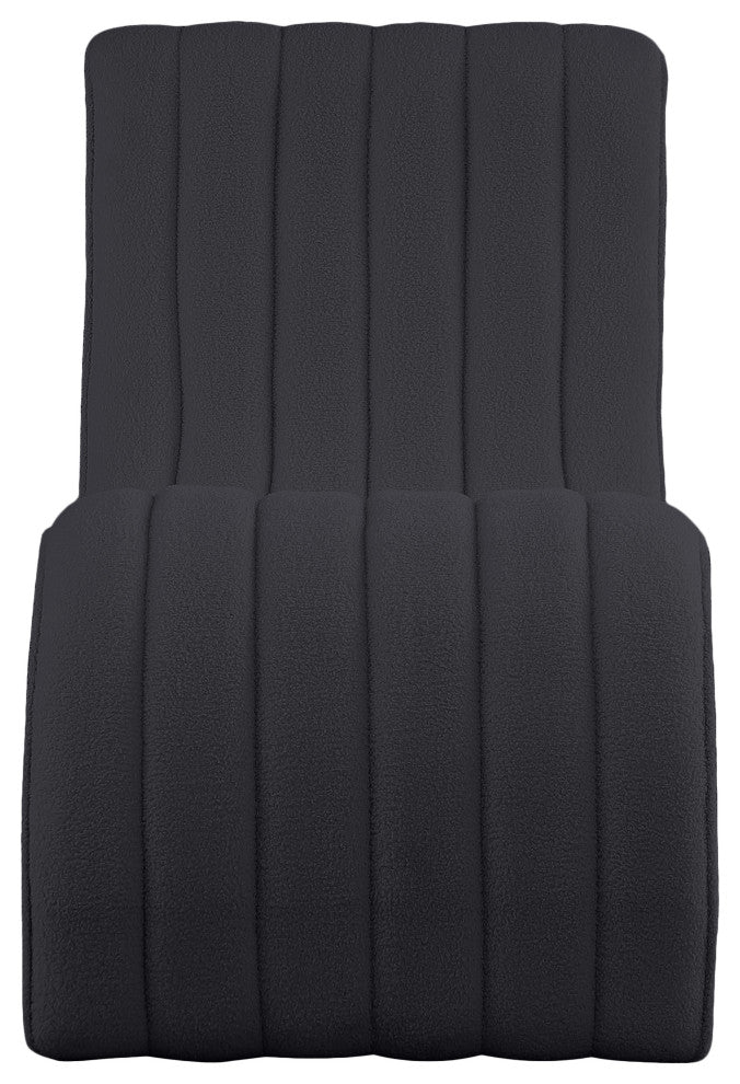 Orian Teddy Fabric Upholstered Chaise, Black