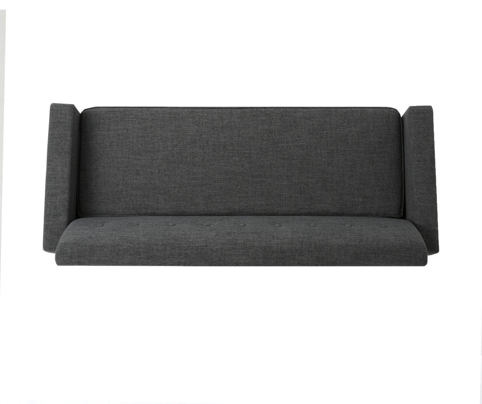 GDF Studio Stratford Mid Century Modern Fabric 3-Seat Sofa, Gray