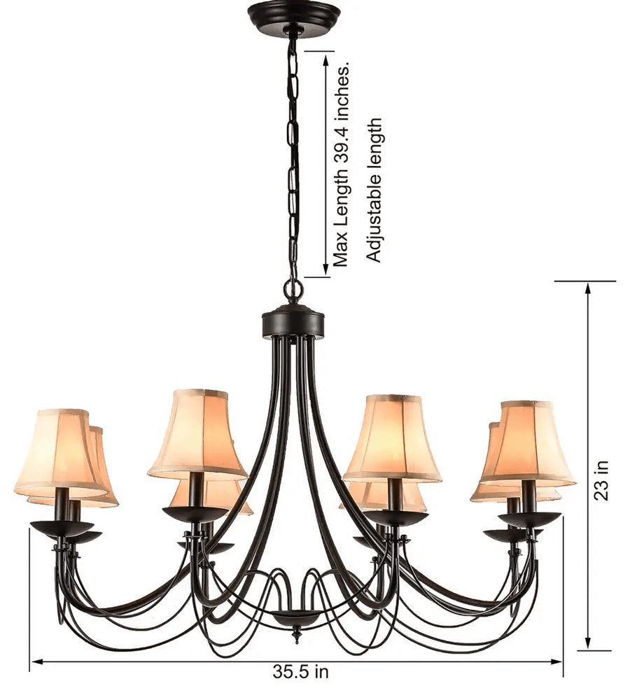 Iris 8-light Antique Black Iron Chandelier