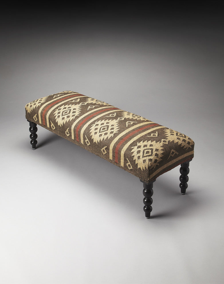 Wool Jute Upholstered Bench
