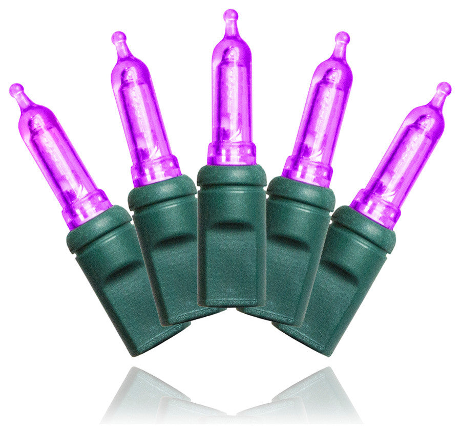 35 T5 Purple LED Lights 4" Spacing On Green Wire