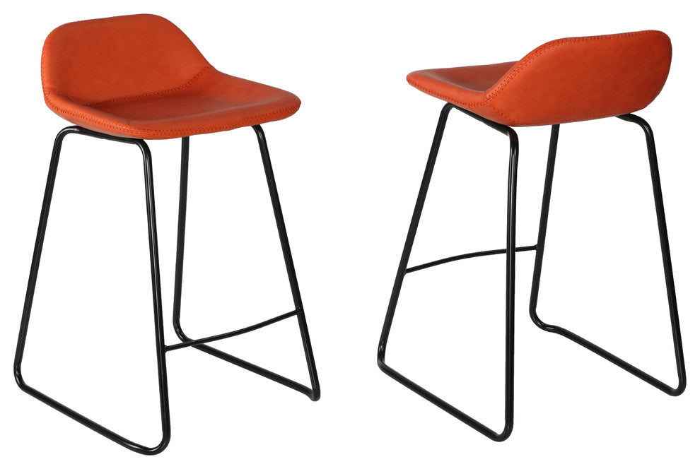 Cortesi Home Ava Counterstools In Faux Leather, Set of 2, Terracotta
