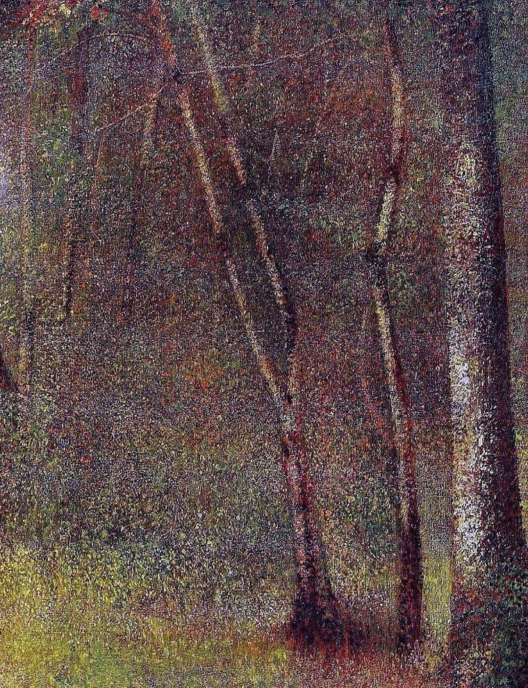 Georges Seurat in the Woods at Pontaubert Premium Canvas Print