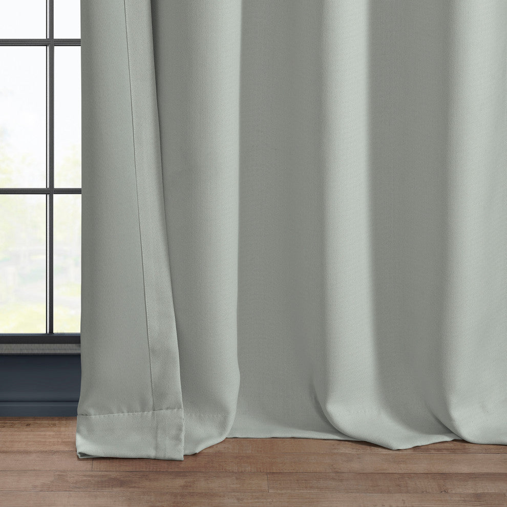 Faux Linen Grommet Room Darkening Curtain Single Panel, Oyster, 50"x96"